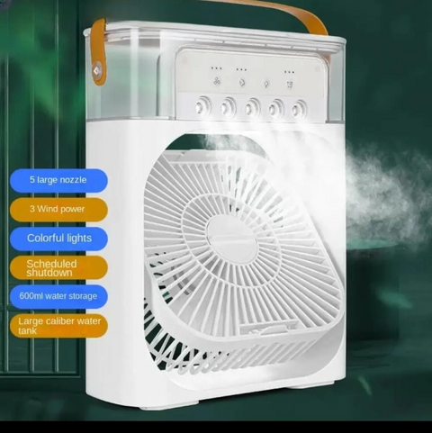 3-in-1 Portable Mini AC Cooler Fan - USB Rechargeable with Ice Mist & LED Light
