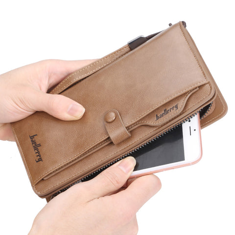 Balebaily Long Zipper Wallet for Men & Women PU Leather Wallet with 15 Card Slots Phone Pocket and Photo Window