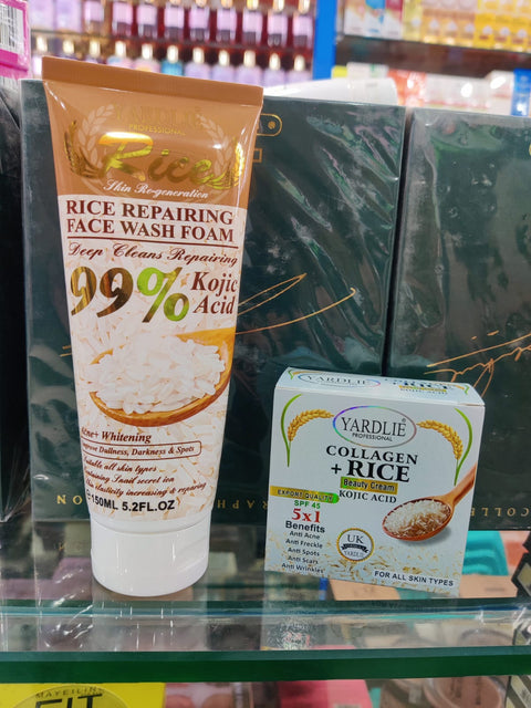 2-in-1 Rice Glow Kit – Face Wash + Collagen Cream | Korean Glass Skin