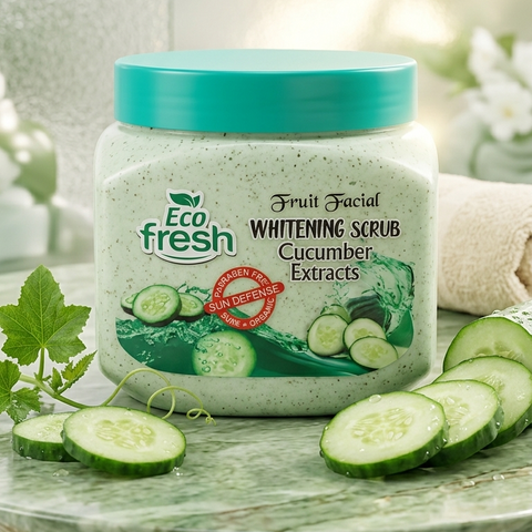 Eco Fresh Whitening Scrub 300ML – Deep Cleansing & Brightening Face and Body Scrub (Apricot Extracts)