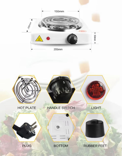 Electric Hot Plate 1000W - Single Burner Portable Stove for Cooking
